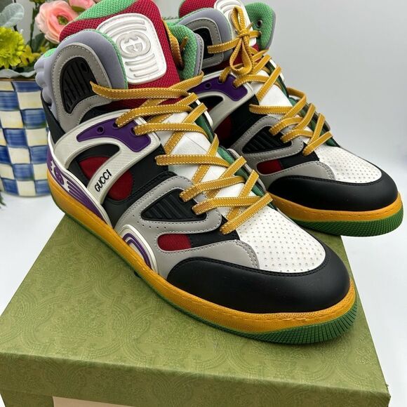 Men’s Gucci, leather high top basket sneakers size 14.5 made in Italy - Picture 2 of 11